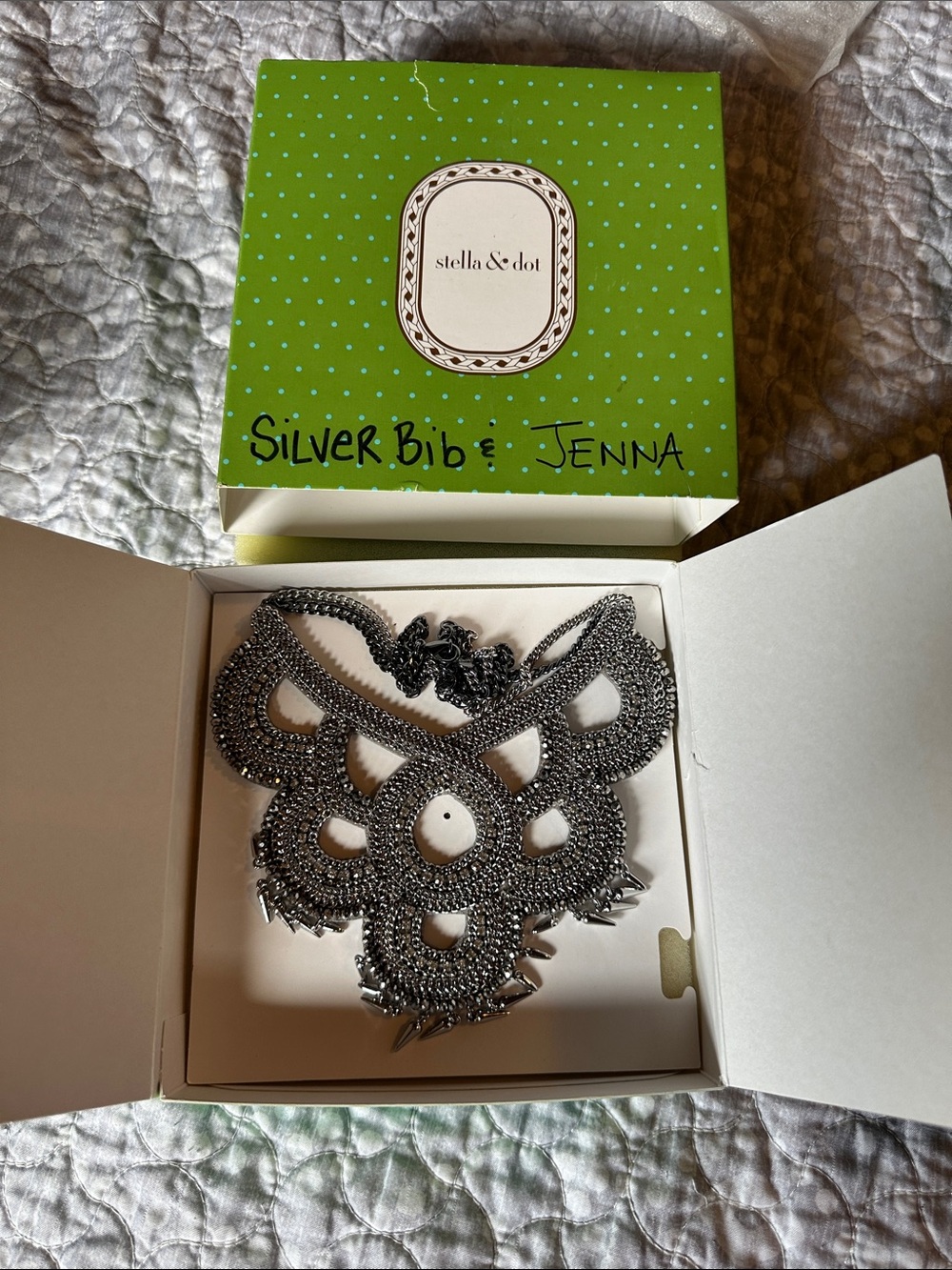 Stella & Dot Silver Ornate Bib Necklace 8261.5